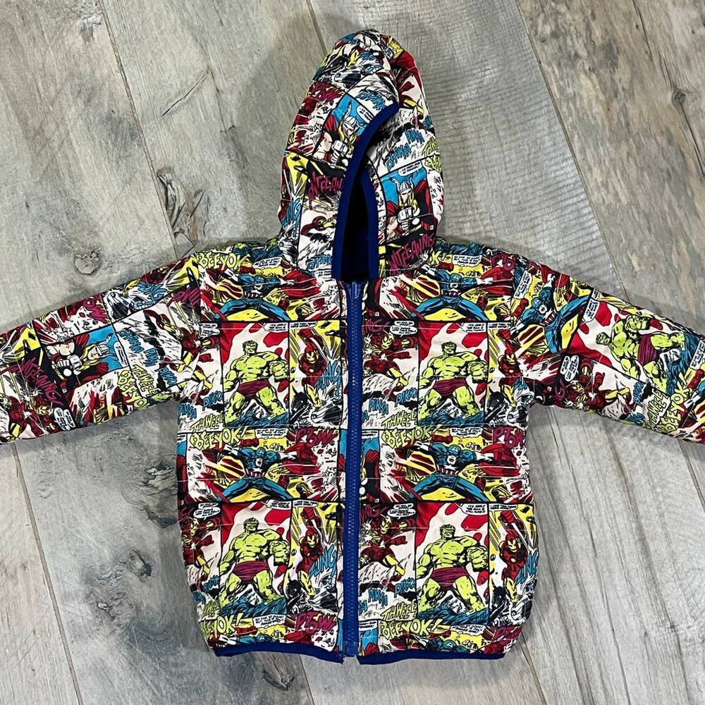 Marvel Comics Jacket Captain America Hulk Thor Iron Man Size 2T